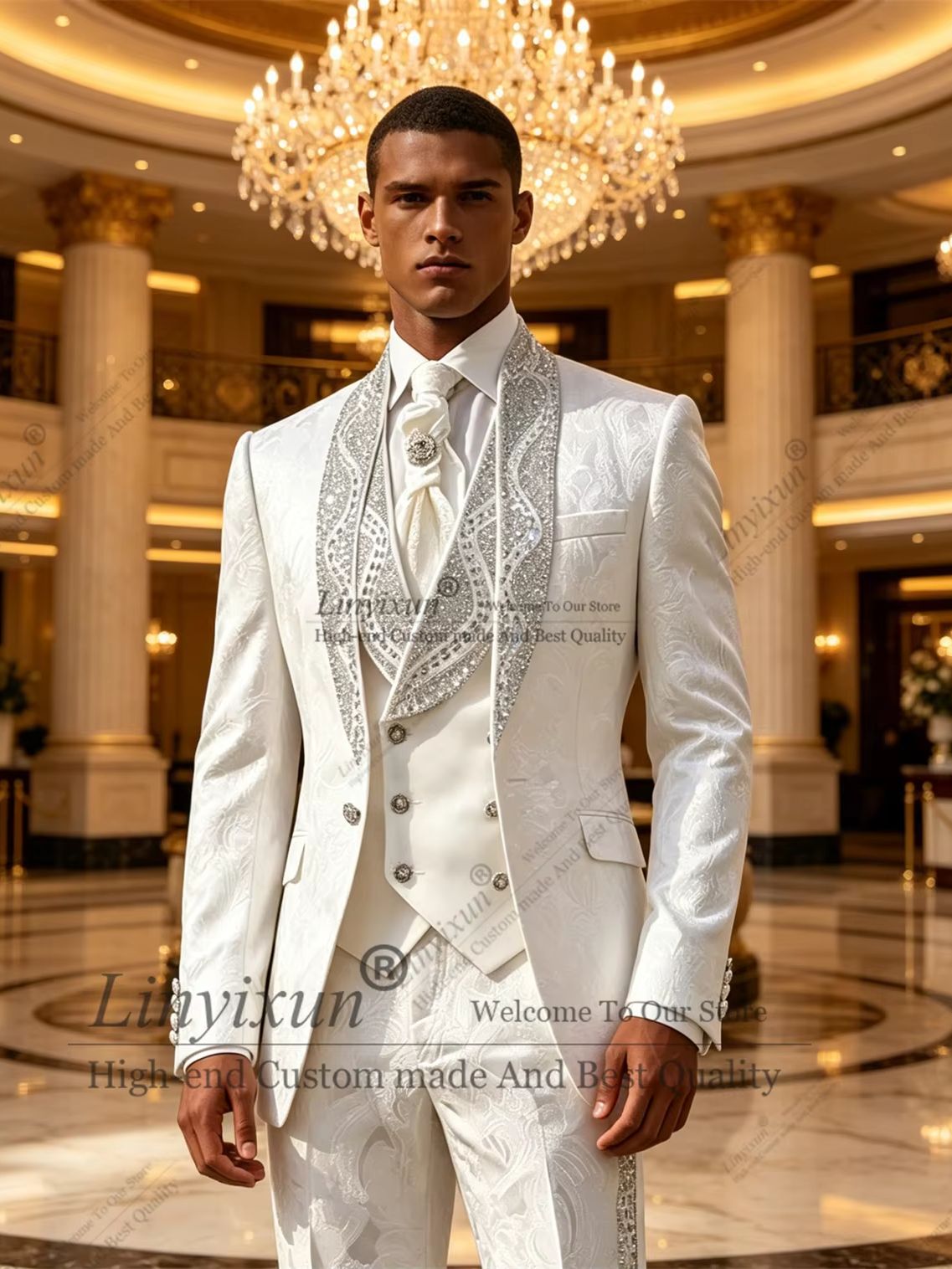 Men Grooming Outfit - Abito da Uomo con Design Jacquard