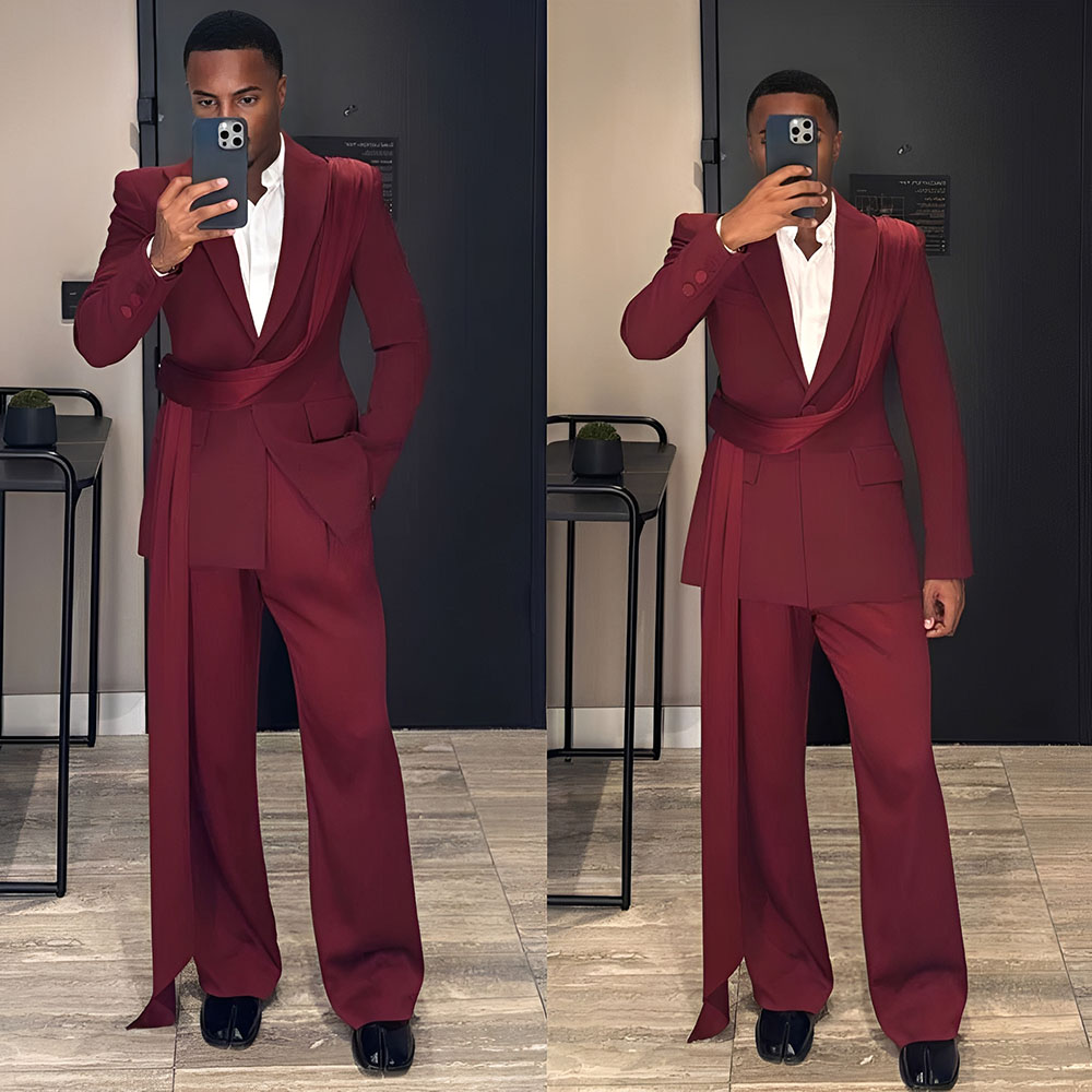 Men Grooming Outfit - Abito da uomo nuovo bordeaux 2